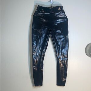 NWOT SPANX Black Faux Patent Leather Leggings
